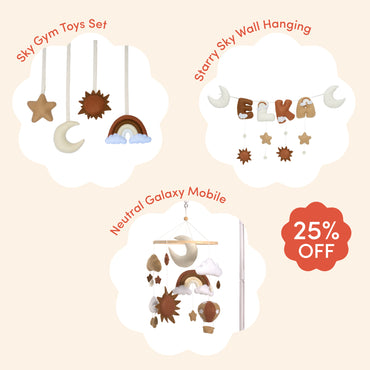 BUNDLE Neutral Sky - Gym Toy Set & Mobile & Wall Hanging