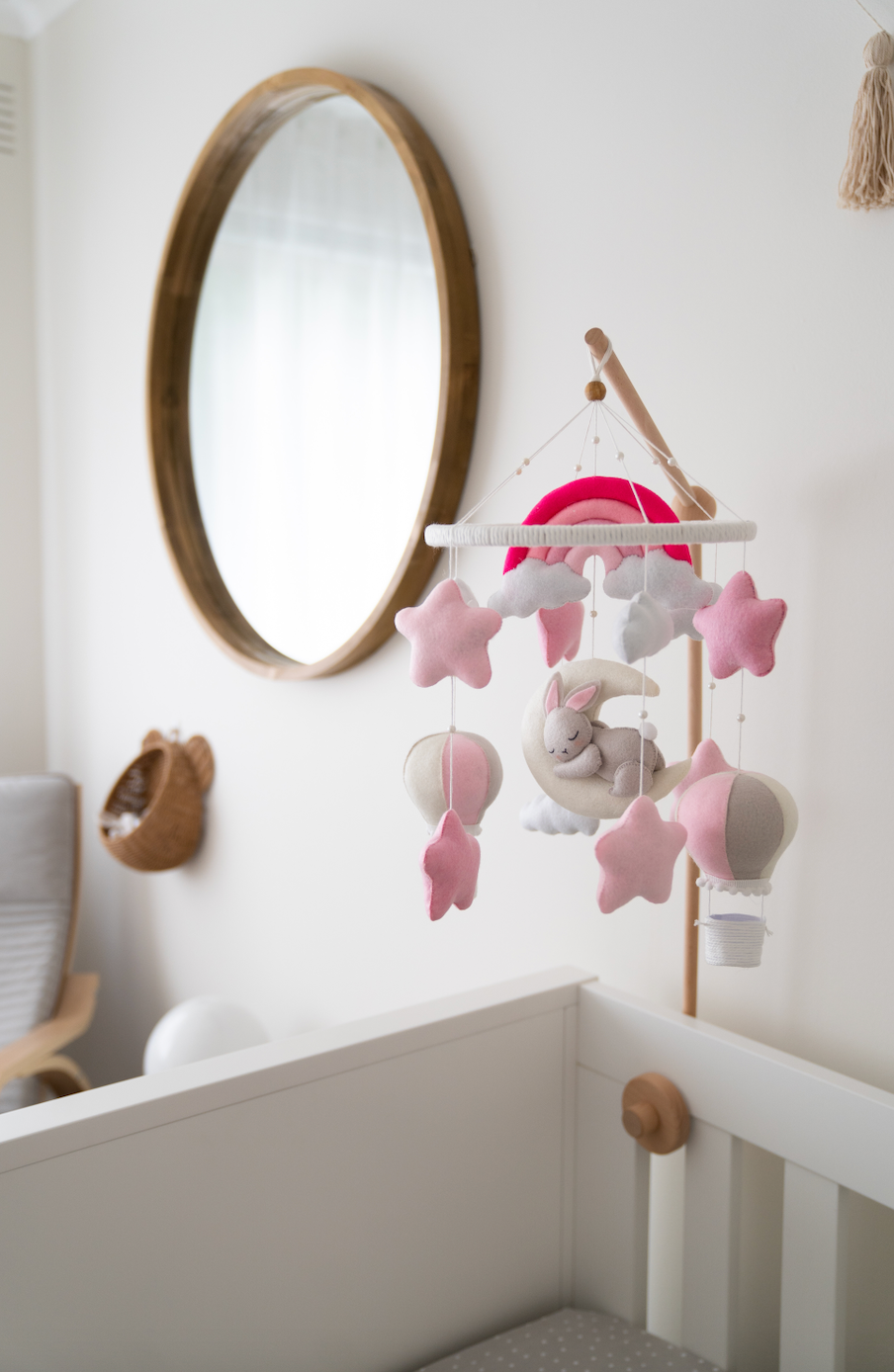 Sleepy Head Pink Bunny Baby Mobile roomi and me